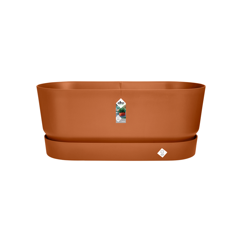 Elho Greenville Terrace Trough 60 Wheels - Planter - Ginger Brown - Outdoor! - L 26.30 x W 58.90 x H 33.50 cm