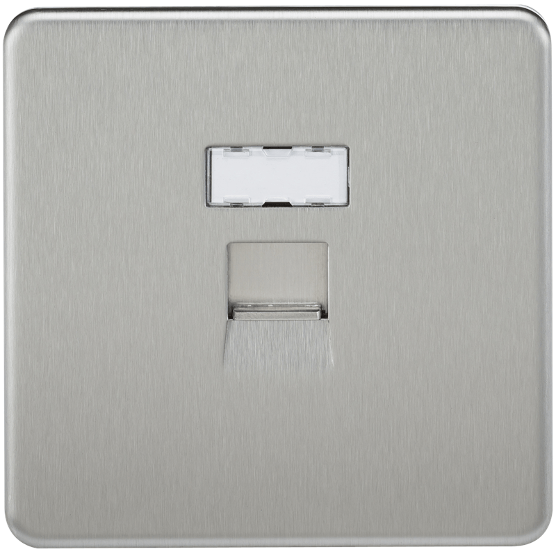 Screwless Brushed Chrome RJ45 Network Outlet Wall Socket
