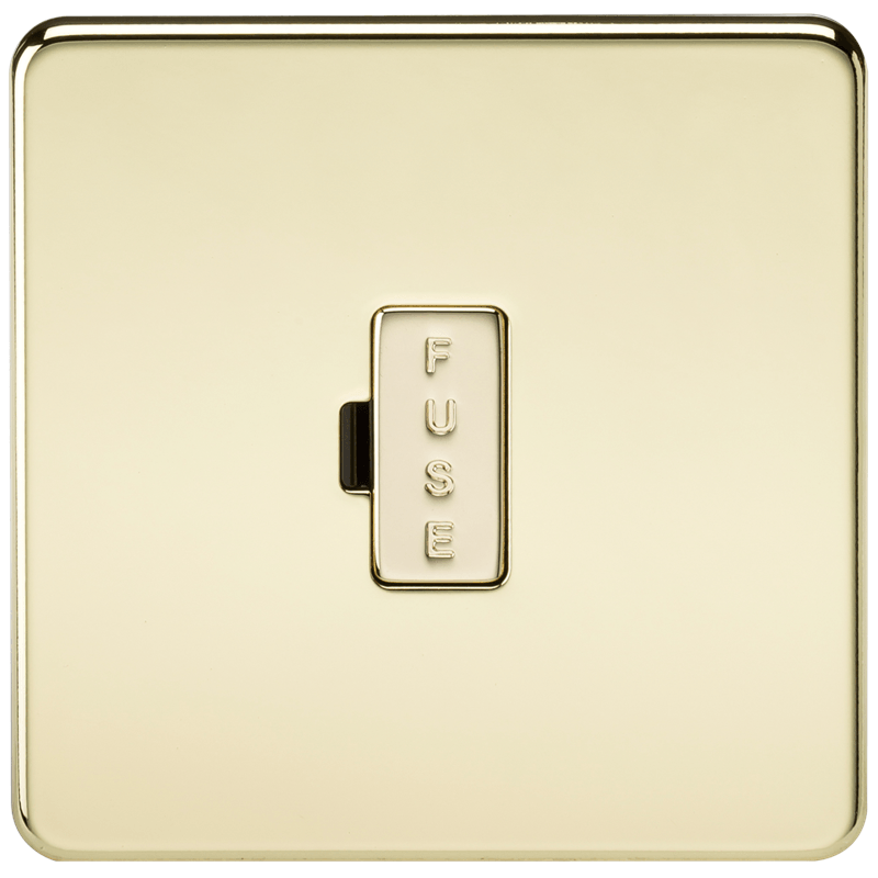 13A Screwless Polished Brass Fused Spur Connector Unit Wall Plate