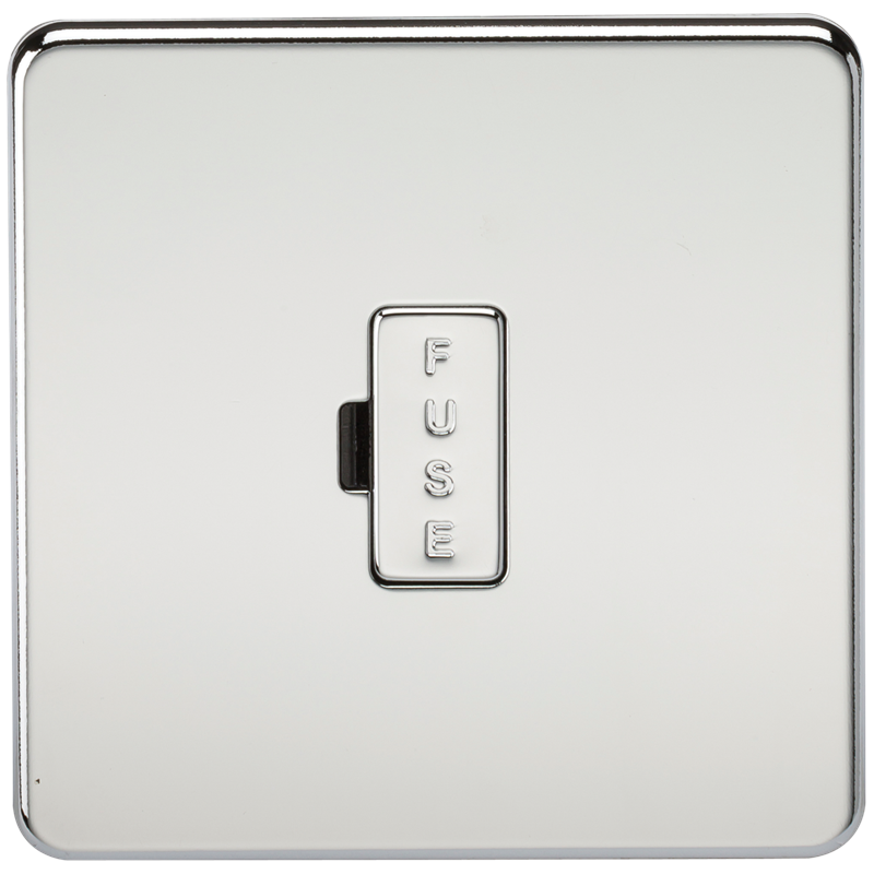13A Screwless Polished Chrome Fused Spur Connector Unit Wall Plate