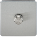 Knightsbridge Screwless 1G 2-way 10-200W (5-150W LED) trailing edge dimmer - Brushed Chrome