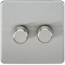 Knightsbridge Screwless 2G 2-way 10-200W (5-150W LED) trailing edge dimmer - Brushed Chrome