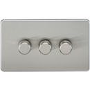 Knightsbridge Screwless 3G 2-way 10-200W (5-150W LED) trailing edge dimmer - Brushed Chrome