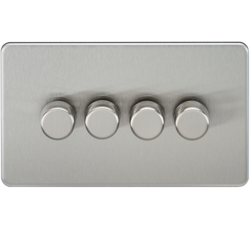 Knightsbridge Screwless 4G 2-way 10-200W (5-150W LED) trailing edge dimmer - Brushed Chrome