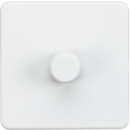 Knightsbridge Screwless 1G 2-way 10-200W (5-150W LED) trailing edge dimmer - Matt White