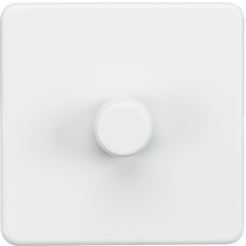 Knightsbridge Screwless 1G 2-way 10-200W (5-150W LED) trailing edge dimmer - Matt White