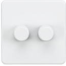 Knightsbridge Screwless 2G 2-way 10-200W (5-150W LED) trailing edge dimmer - Matt White