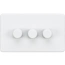 Knightsbridge Screwless 3G 2-way 10-200W (5-150W LED) trailing edge dimmer - Matt White