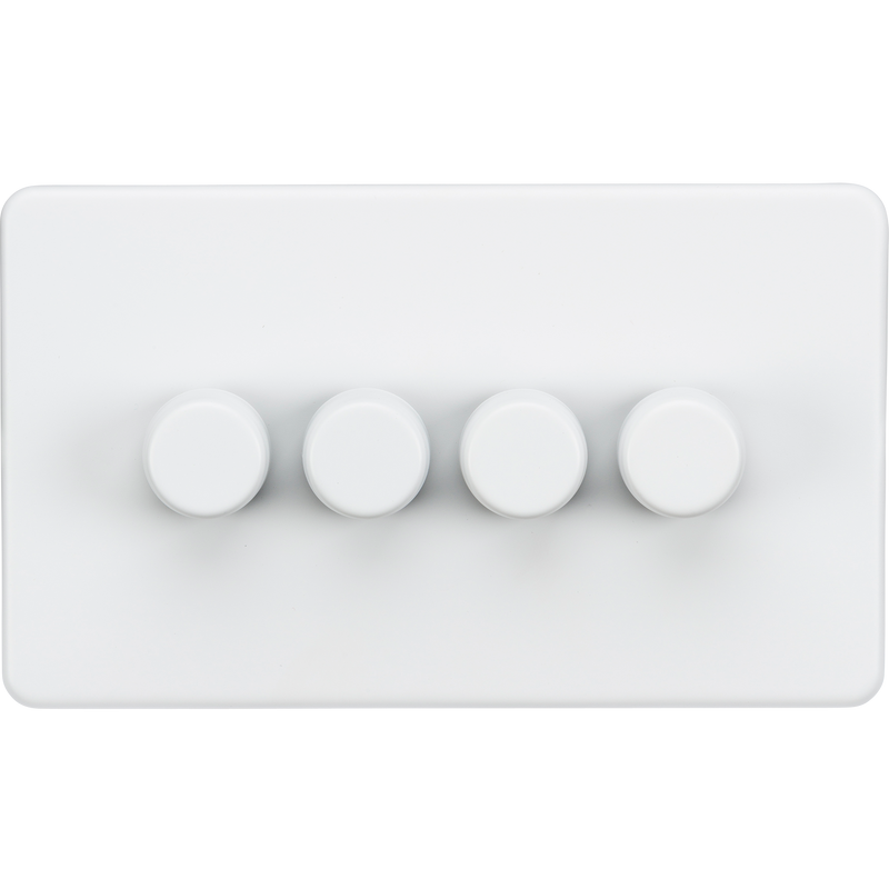 Knightsbridge Screwless 4G 2-way 10-200W (5-150W LED) trailing edge dimmer - Matt White