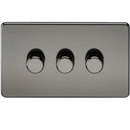 Knightsbridge Screwless 3G 2-way 10-200W (5-150W LED) trailing edge dimmer - Black Nickel