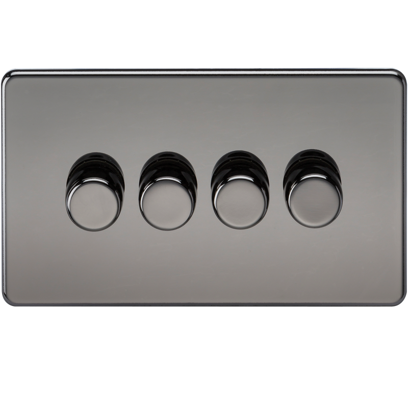 Knightsbridge Screwless 4G 2-way 10-200W (5-150W LED) trailing edge dimmer - Black Nickel