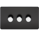 Knightsbridge Screwless 3G 2-way 10-200W (5-150W LED) trailing edge dimmer - Matt Black with chrome knobs