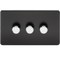 Knightsbridge Screwless 3G 2-way 10-200W (5-150W LED) trailing edge dimmer - Matt Black with chrome knobs