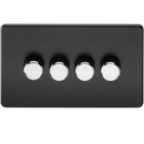 Knightsbridge Screwless 4G 2-way 10-200W (5-150W LED) trailing edge dimmer - Matt Black with chrome knobs