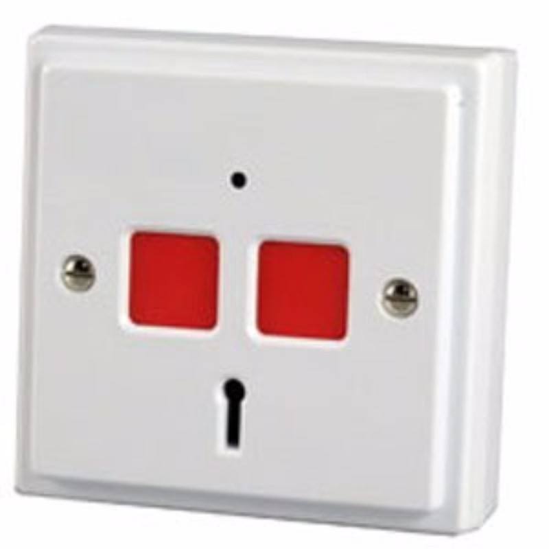 Panic Button & Key Personal Attack Hold-Up Device White Finish - Electronic Flush Double Button