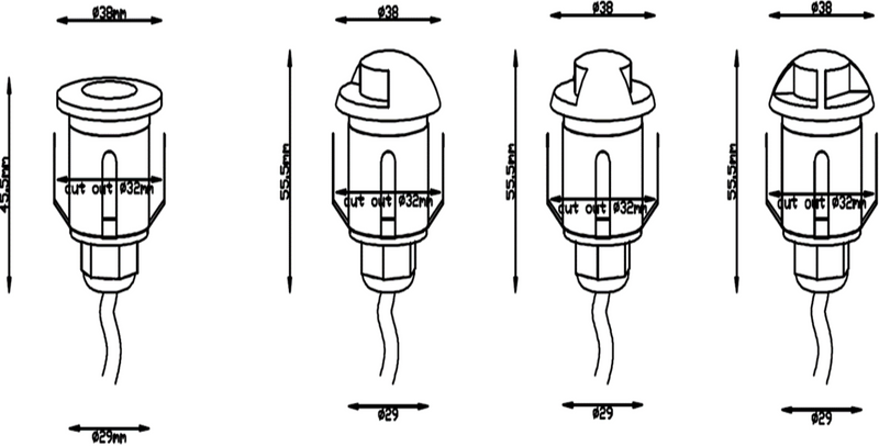 Knightsbridge 230V IP65 0.6W LED Blue Mini Ground Light comes with Three Interchangeable Heads