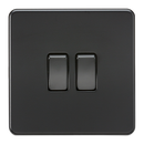 Knightsbridge Screwless 10AX 2G 2-Way Switch - Matt Black with black rockers