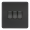 Knightsbridge Screwless 10AX 3G 2-Way Switch - Matt Black with black rockers