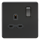 Knightsbridge Screwless 13A 1G DP switched socket - Matt black with black insert