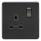 Knightsbridge Screwless 13A 1G DP switched socket - Matt black with black insert