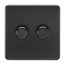 Knightsbridge Screwless 2G 2-way 10-200W (5-150W LED) trailing edge dimmer - Matt Black