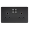 Knightsbridge Screwless 13A 2G DP switched socket - matt black with black insert