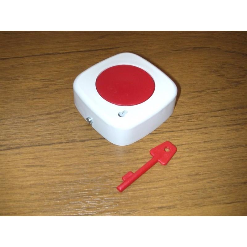 Panic Button Personal Attack Alarm Non-Latching White Plastic - Single Button Centre Push