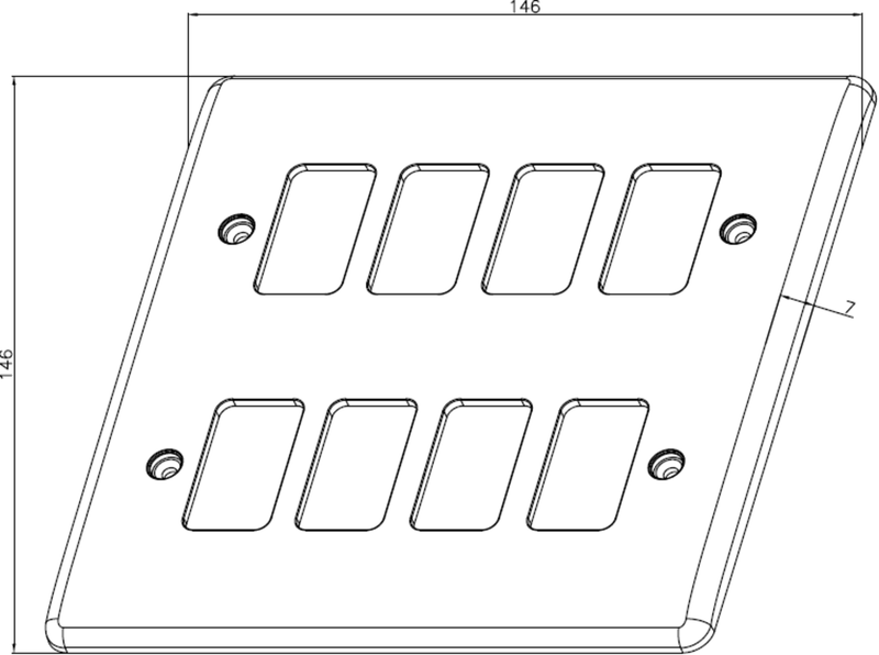 Knightsbridge Curved edge 8G grid faceplate