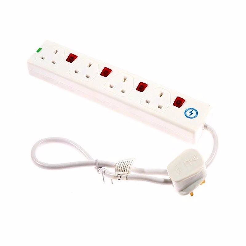4 Gang Surge Protected Switched Extension Lead 0.75m White