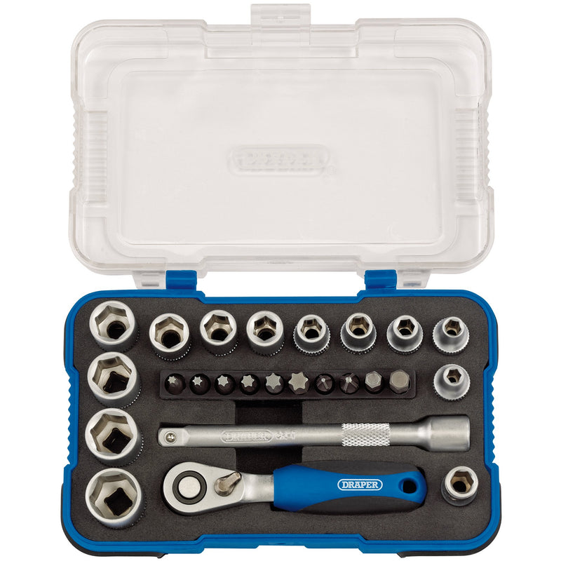 Draper Metric Socket Set, 1/4 Inch Sq. Dr. (25 Piece)