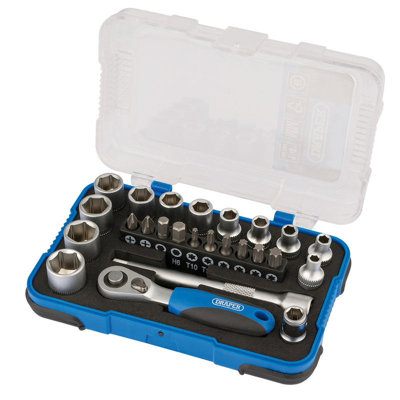 Draper Metric Socket Set, 1/4 Inch Sq. Dr. (25 Piece)