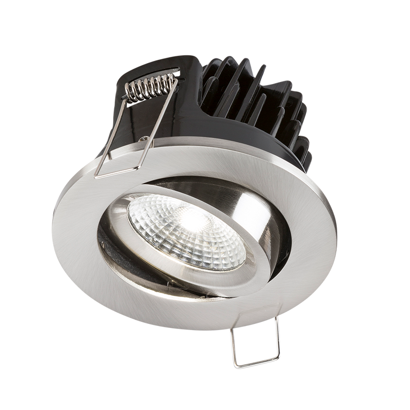 Knightsbridge IP20 7W LED 4000K Cool White Tilt Downlight with Fixed Brushed Chrome Bezel