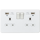 Knightsbridge 13A 2G Switched Socket, Dual USB (2.4A) with LED Charge Indicators - Matt White