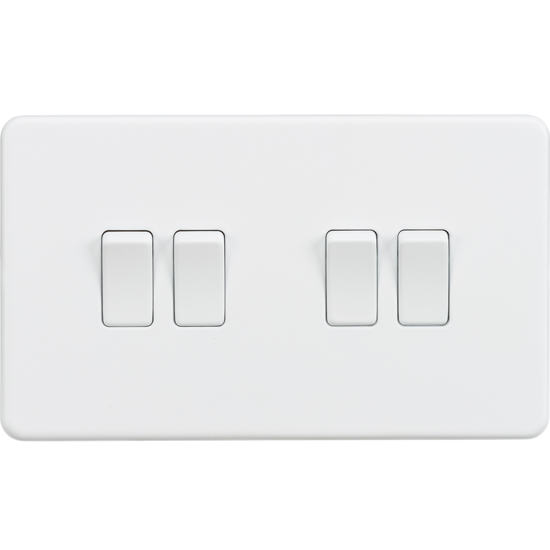 Knightsbridge Screwless 10AX 4G 2-Way Switch - Matt White