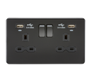 Knightsbridge 13A 2G Switched Socket, Dual USB (2.4A) with LED Charge Indicators - Matt Black