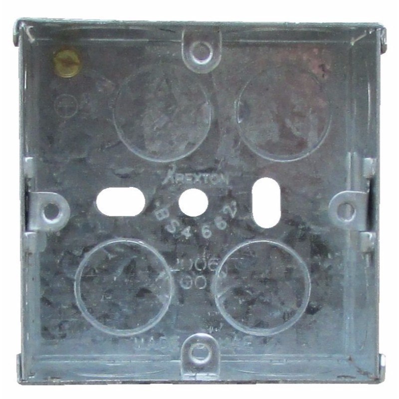 1 Gang 25mm Single Flush Recessed Galvanised Metal Back Box