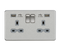 Knightsbridge 13A 2G switched socket with dual USB charger A + A (2.4A) - Brushed chrome with grey insert