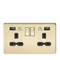 Knightsbridge 13A 2G switched socket with dual USB charger A + A (2.4A) - Polished brass with black insert