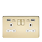 Knightsbridge 13A 2G switched socket with dual USB charger A + A (2.4A) - Polished brass with white insert