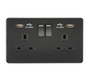 Knightsbridge 13A 2G switched socket with dual USB charger A + A (2.4A) - Matt black