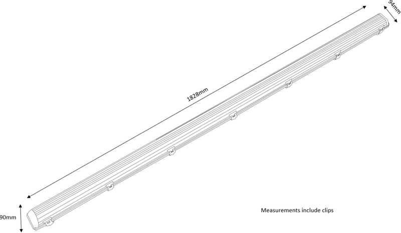 Knightsbridge 230V IP65 1x70W 6ft Single HF Non-Corrosive Fluorescent Fitting with Emergency