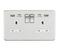 Knightsbridge 13A 2G switched socket with dual USB charger A + A (2.4A) - Brushed chrome with white insert