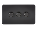 Knightsbridge Screwless 3G 2-way 10-200W (5-150W LED) trailing edge dimmer - Matt Black