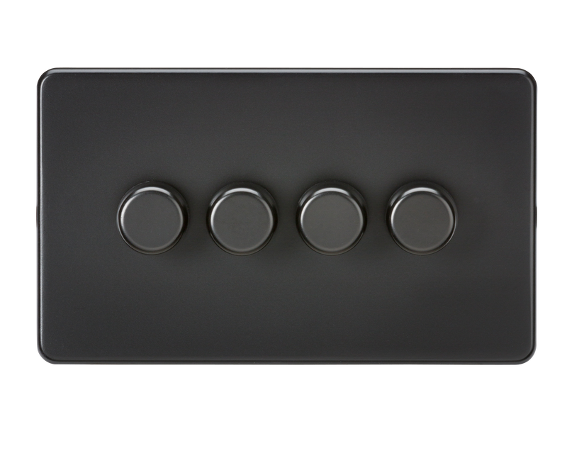 Knightsbridge Screwless 4G 2-way 10-200W (5-150W LED) trailing edge dimmer - Matt Black