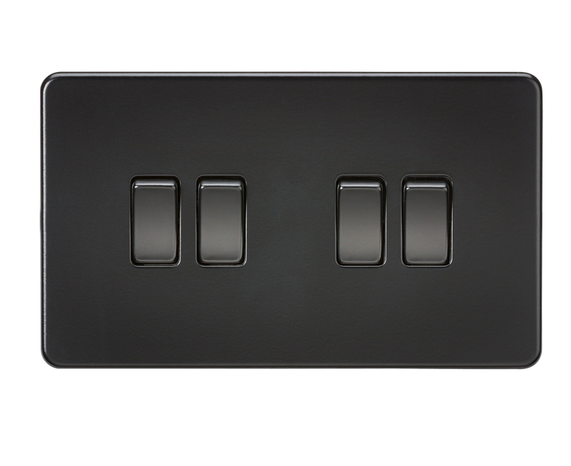 Knightsbridge Screwless 10AX 4G 2-Way Switch - Matt Black