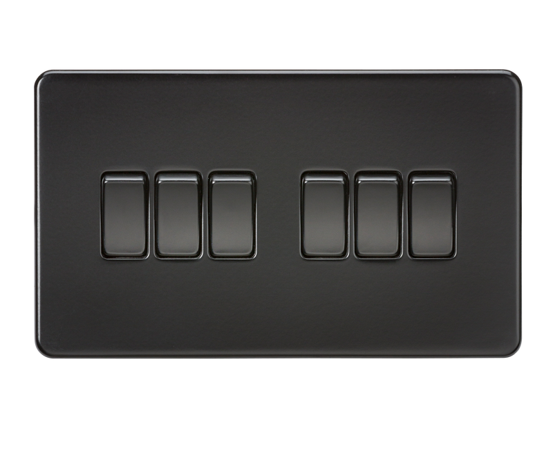 Knightsbridge Screwless 10AX 6G 2-Way Switch - Matt Black