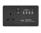 Knightsbridge Screwless 13A switched socket with quad USB charger (5.1A) - Matt Black