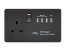 Knightsbridge Screwless 13A switched socket with quad USB charger (5.1A) - Matt Black