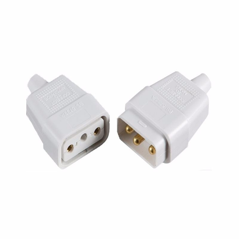 10A 3 Pin Plug In Rubber Cable Connector - White