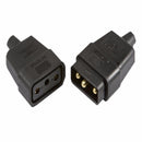 10A 3 Pin Plug In Rubber Cable Connector - Black